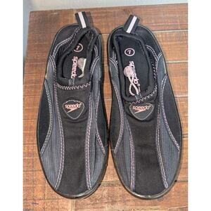 Womens Speedo Swim Shoes Water Socks Pool Surf Sand Beach Black Gray Pink Size 7